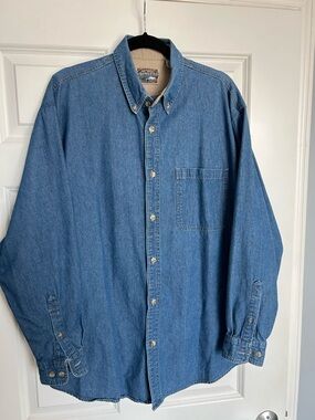 Vintage Upstream Blue Denim Button-Up Shirt